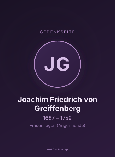 Gedenkportrait von Joachim Friedrich von Greiffenberg
