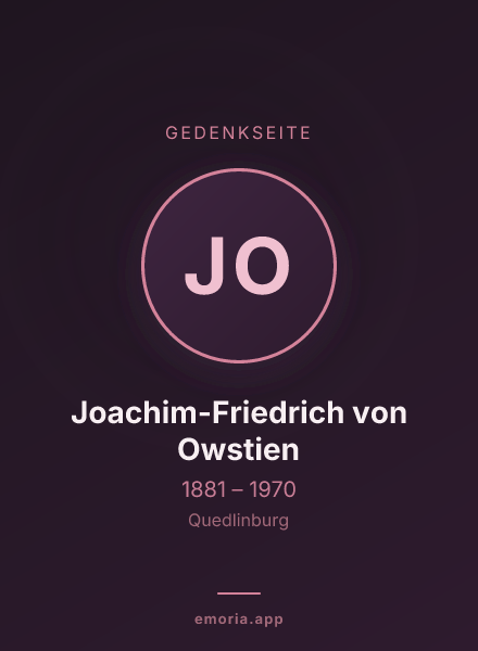 Gedenkportrait von Joachim-Friedrich von Owstien