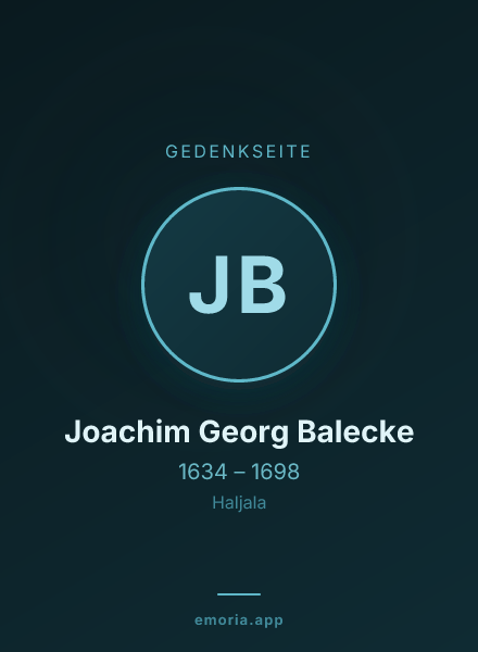 Gedenkportrait von Joachim Georg Balecke