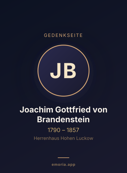 Gedenkportrait von Joachim Gottfried von Brandenstein