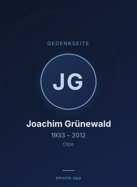 Gedenkportrait von Joachim Grünewald