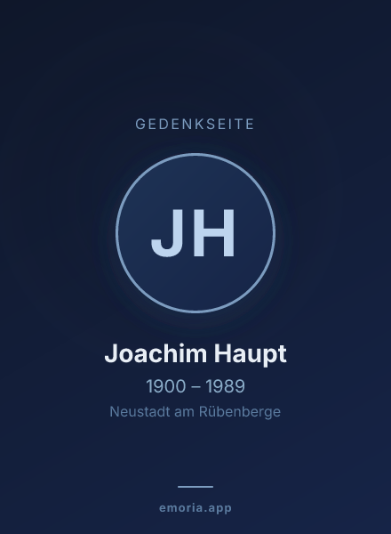 Gedenkportrait von Joachim Haupt