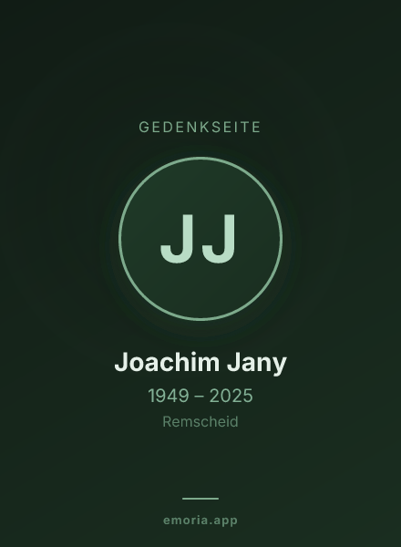 Gedenkportrait von Joachim Jany