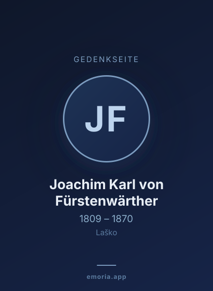 Gedenkportrait von Joachim Karl von Fürstenwärther