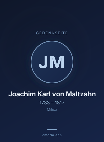 Gedenkportrait von Joachim Karl von Maltzahn