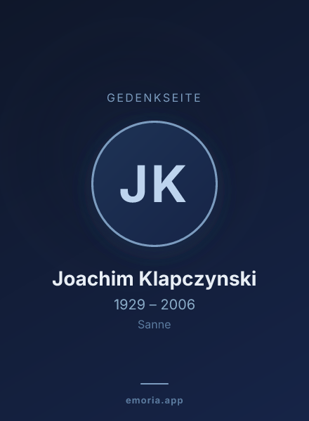 Gedenkportrait von Joachim Klapczynski