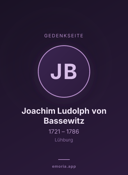 Gedenkportrait von Joachim Ludolph von Bassewitz