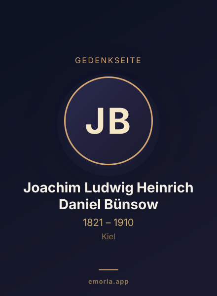 Gedenkportrait von Joachim Ludwig Heinrich Daniel Bünsow