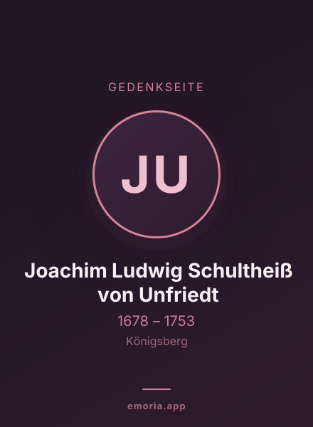 Gedenkportrait von Joachim Ludwig Schultheiß von Unfriedt