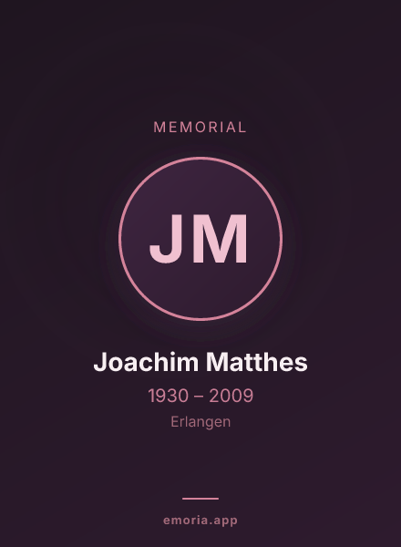 Memorial portrait of Joachim Matthes