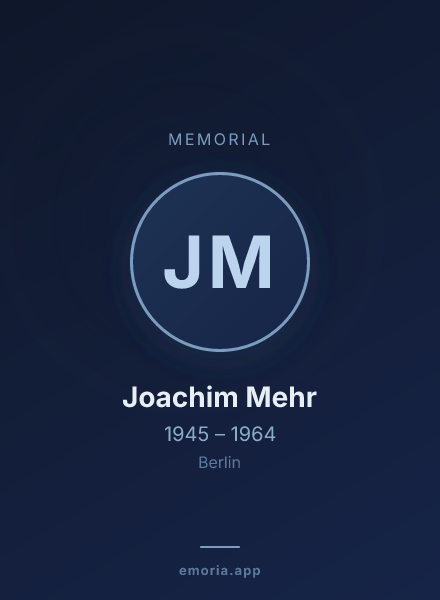 Memorial portrait of Joachim Mehr