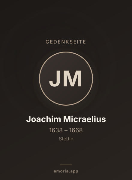 Gedenkportrait von Joachim Micraelius