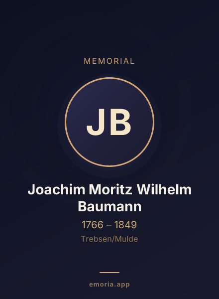 Memorial portrait of Joachim Moritz Wilhelm Baumann