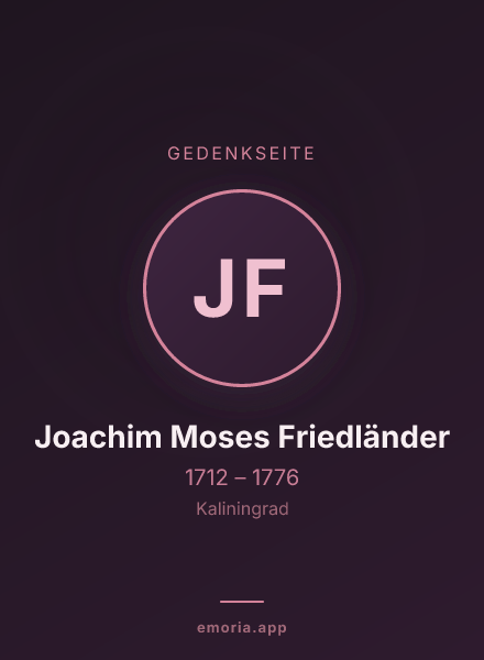 Gedenkportrait von Joachim Moses Friedländer
