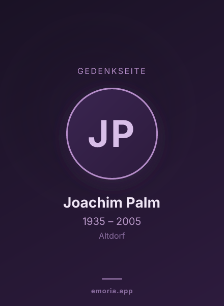 Gedenkportrait von Joachim Palm