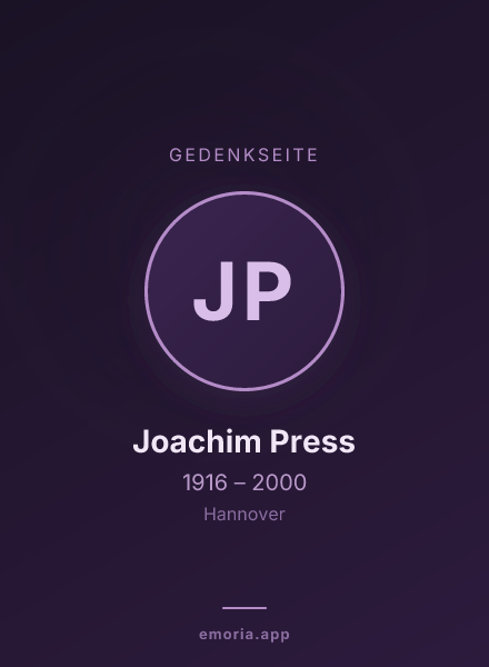 Gedenkportrait von Joachim Press