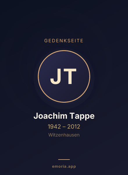 Gedenkportrait von Joachim Tappe
