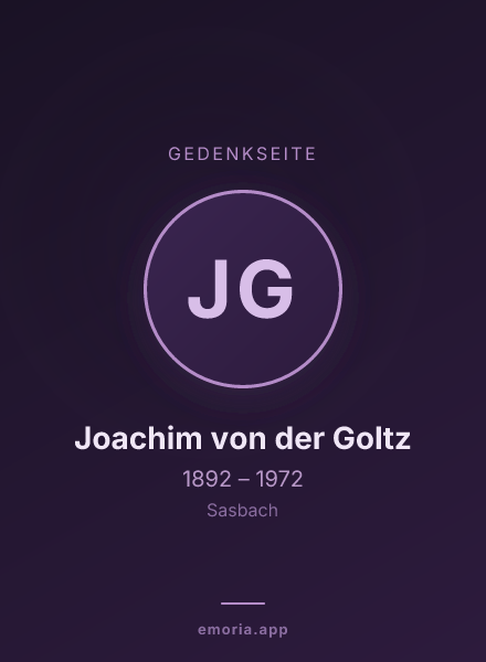 Gedenkportrait von Joachim von der Goltz
