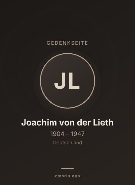 Gedenkportrait von Joachim von der Lieth