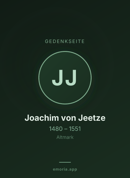 Gedenkportrait von Joachim von Jeetze