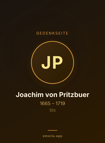 Gedenkportrait von Joachim von Pritzbuer