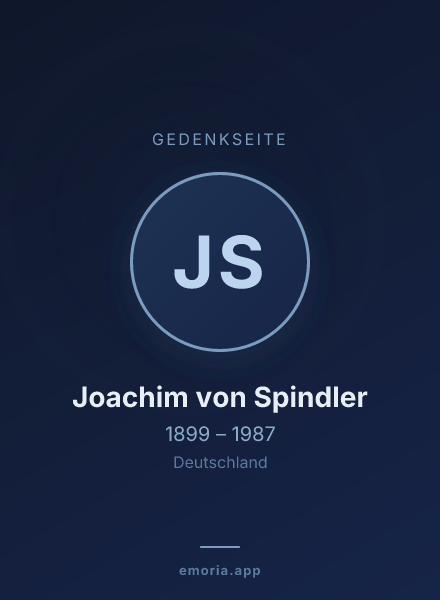 Gedenkportrait von Joachim von Spindler