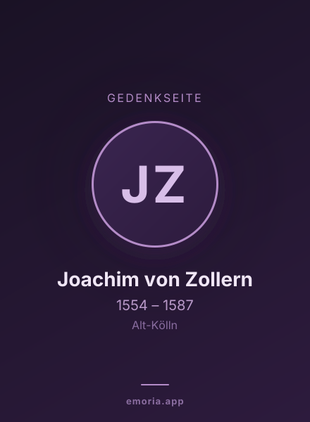 Gedenkportrait von Joachim von Zollern