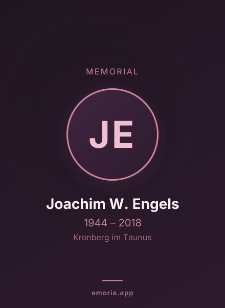 Memorial portrait of Joachim W. Engels