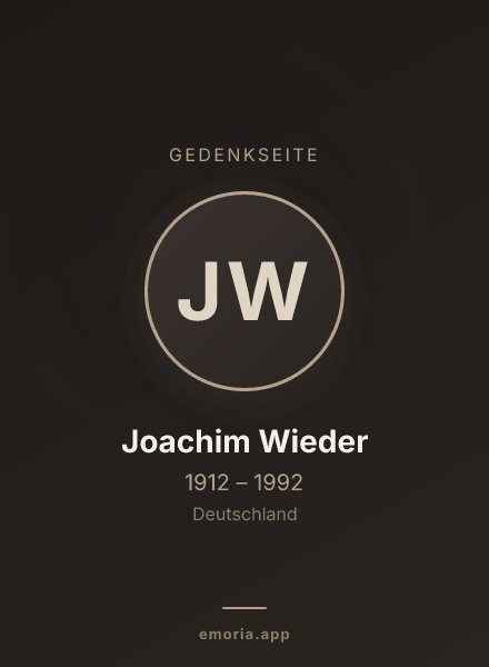 Gedenkportrait von Joachim Wieder