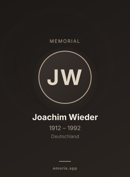 Memorial portrait of Joachim Wieder
