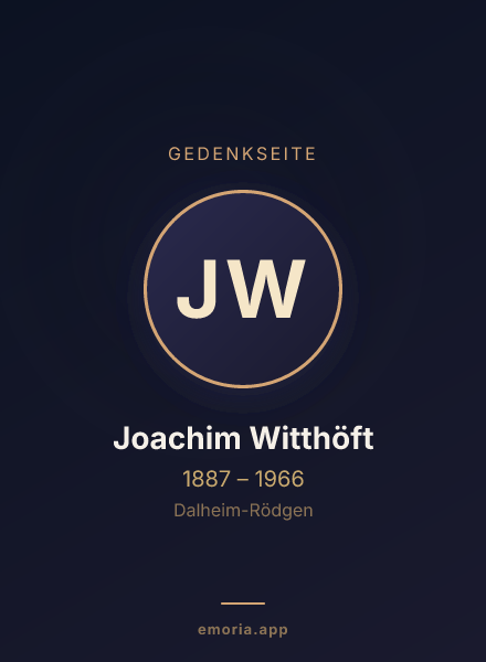Gedenkportrait von Joachim Witthöft