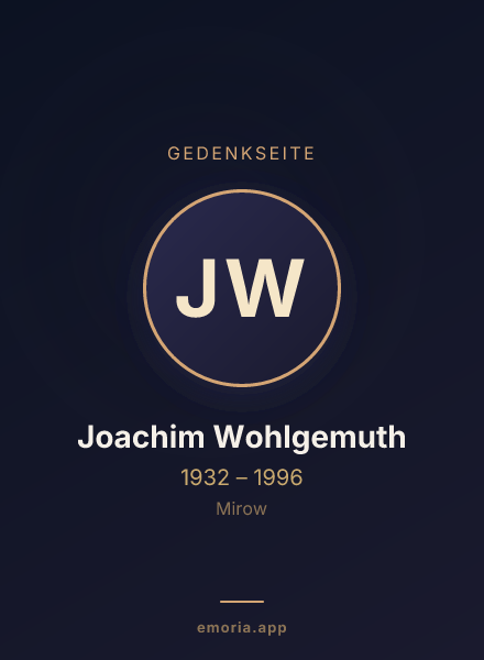 Gedenkportrait von Joachim Wohlgemuth