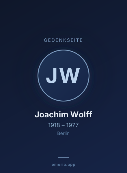 Gedenkportrait von Joachim Wolff