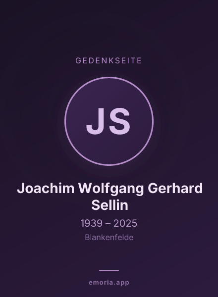 Gedenkportrait von Joachim Wolfgang Gerhard Sellin