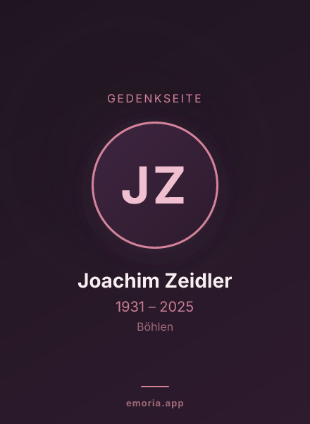 Gedenkportrait von Joachim Zeidler