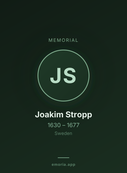 Memorial portrait of Joakim Stropp