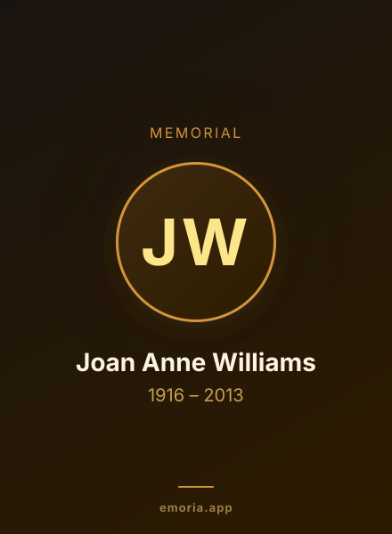Memorial portrait of Joan Anne Williams