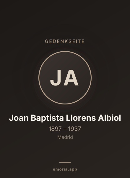 Gedenkportrait von Joan Baptista Llorens Albiol