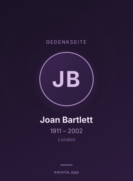 Gedenkportrait von Joan Bartlett