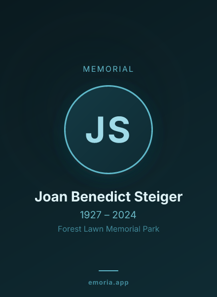 Memorial portrait of Joan Benedict Steiger