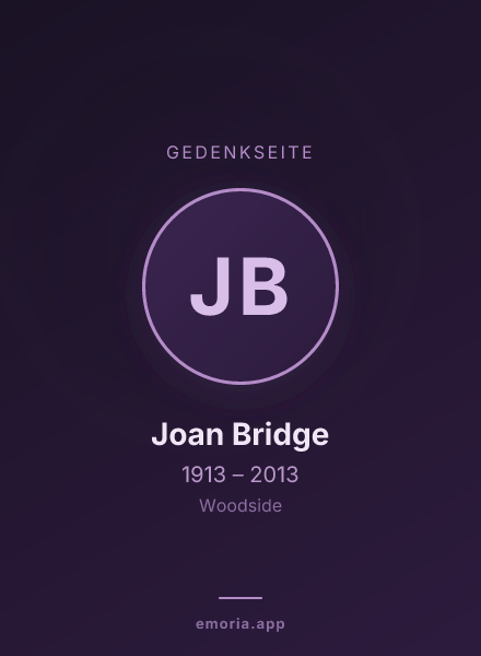 Gedenkportrait von Joan Bridge