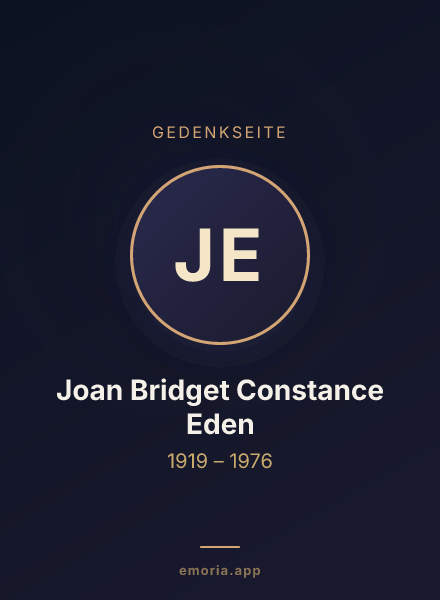 Gedenkportrait von Joan Bridget Constance Eden