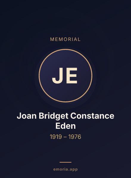 Memorial portrait of Joan Bridget Constance Eden