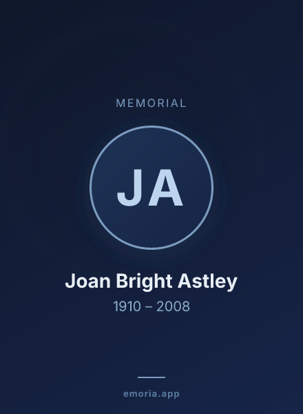 Memorial portrait of Joan Bright Astley