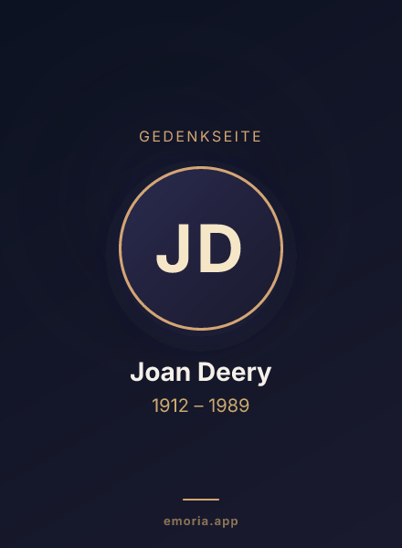 Gedenkportrait von Joan Deery