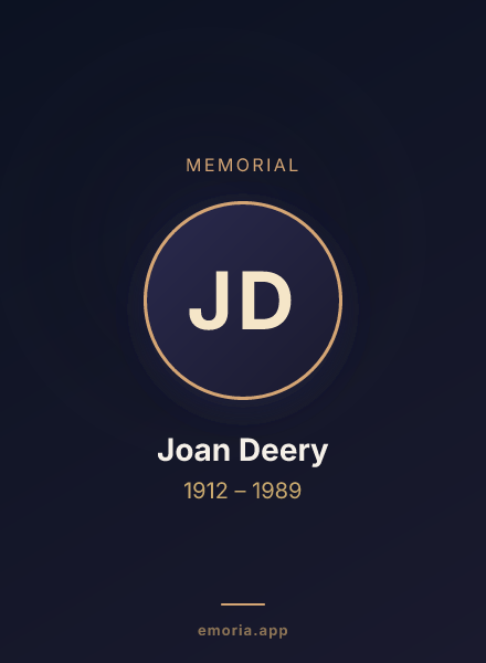 Memorial portrait of Joan Deery