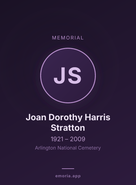 Memorial portrait of Joan Dorothy Harris Stratton