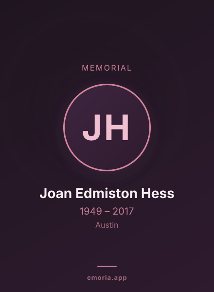 Memorial portrait of Joan Edmiston Hess