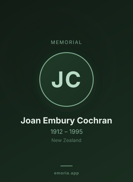 Memorial portrait of Joan Embury Cochran