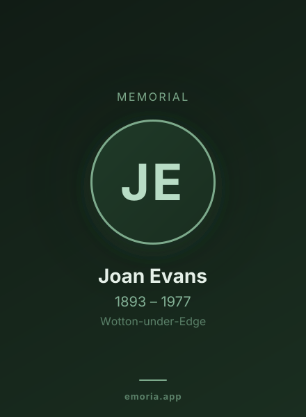 Memorial portrait of Joan Evans